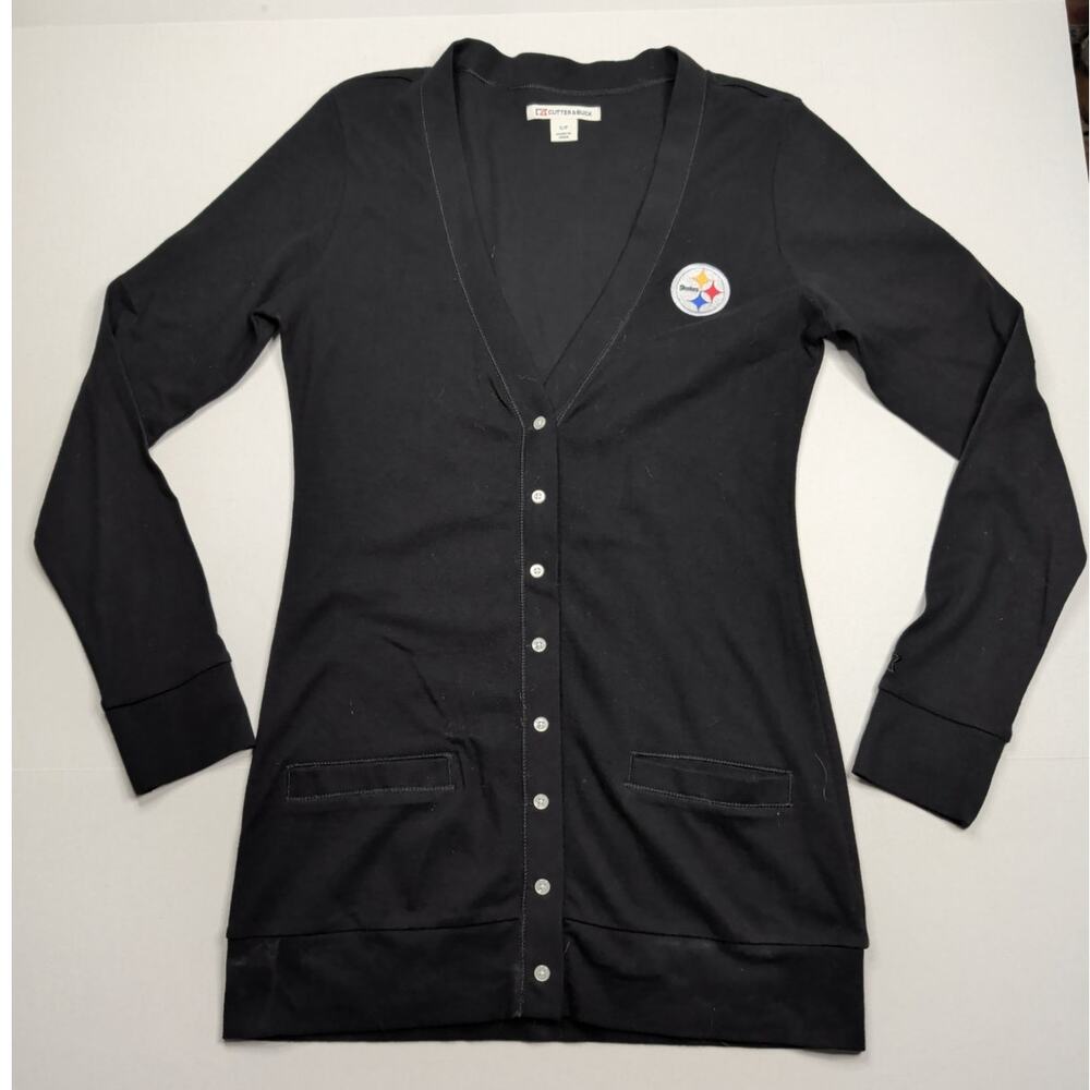 Pittsburgh Steelers Cutter & Buck Lakemont Victory Women's Black Cardigan Sz S/P